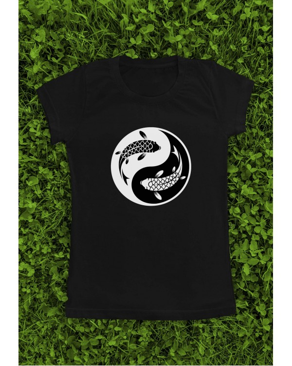 Marškinėliai su užrašu "Yin Yang Žuvys"