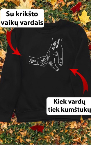 „Krikšto mama su kumštukais“ – džemperis su krikšto vaikų vardais