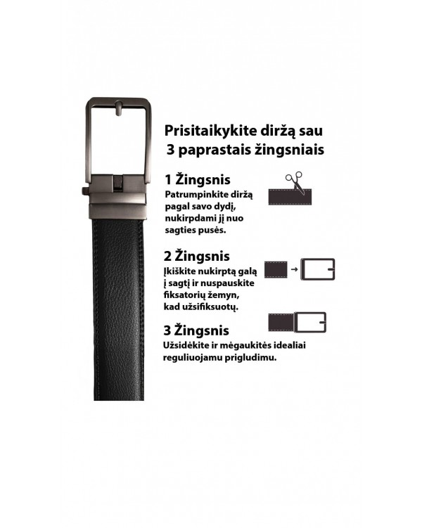 Reguliuojamo ilgio diržas be skylių