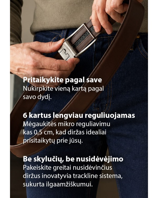 Reguliuojamo ilgio diržas be skylių