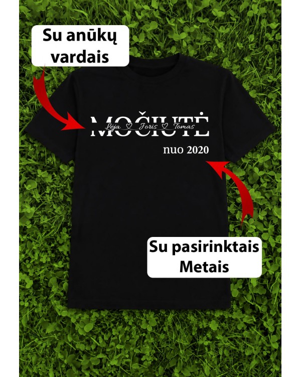 Marškinėliai su Jūsų vardais - "Močiutė nuo su vardais per vidurį"